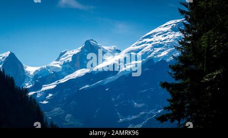 Swiss Alps Mountain Range Stock Photo