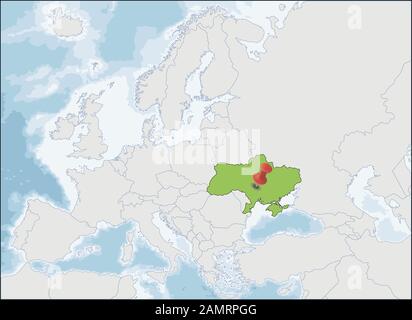 Ukraine location on Eastern Europe map, vector illustration Stock Vector