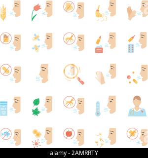 Allergies Flat Design Long Shadow Color Icons Set. Peanut, Milk