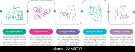Plastic surgery center vector infographic template. Business presentation design elements. Data visualization with five steps and options. Process tim Stock Vector