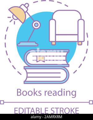 Books reading concept icon. Family time together idea thin line illustration. Reading bedtime stories for children. Fairy tales. Vector isolated outli Stock Vector