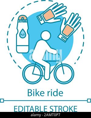 Bike ride concept icon. Family activities with kids idea thin line illustration. Cycling. Local park visiting. Time together. Active form of recreatio Stock Vector