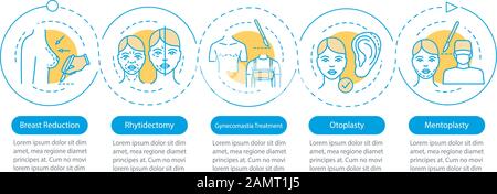 Body reshaping surgery vector infographic template. Business presentation design elements. Data visualization with five steps and options. Process tim Stock Vector