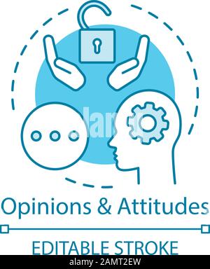 Opinions & attitudes turquoise concept icon. Positive thinking, solutions search. Mind, thoughts idea thin line illustration. Happy customer vector is Stock Vector