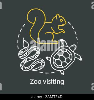 Zoo visiting chalk concept icon. Family time together idea. Kids learn about animals. Animal park, sanctuary, menagerie. Vector isolated chalkboard il Stock Vector