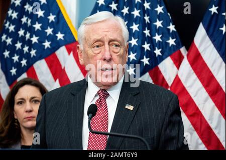 January 14, 2020 - Washington, DC, United States:  U.S. Representative Steny Hoyer (D-MD) speaking at an event for the ten year anniversary of the Citizens United Decision. (Photo by Michael Brochstein/Sipa USA) Stock Photo