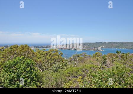 View on Manly Bay and Manly beach from one of the most beautiful walks in Sydney Spit bridge to Manly beach coastal walk, Sydney, Australia Stock Photo