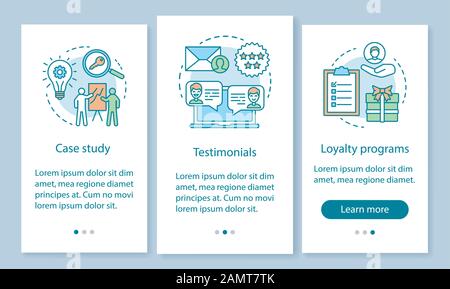Decision making content onboarding mobile app page screen with linear concepts. Customer attraction strategy walkthrough steps graphic instructions. U Stock Vector