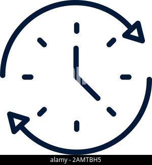 time clock all day service linear design on white background vector illustration Stock Vector