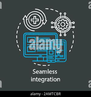 Seamless integration concept chalk icon. Referral marketing idea. Smm, social networking. Online customer database. Vector isolated chalkboard illustr Stock Vector
