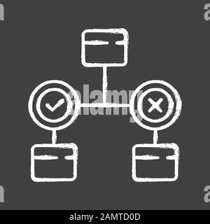 Decision diagram chalk icon. Block chart. Problem solutions. Operations research. Decision tree. Management. Information symbolic representation. Isol Stock Vector
