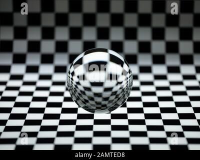 Crystal ball on a checked background Stock Photo