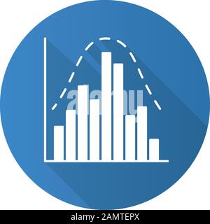 Histogram flat design long shadow glyph icon. Diagram. Business trade info. Financial analytics. Statistics data visualization. Symbolic representatio Stock Vector