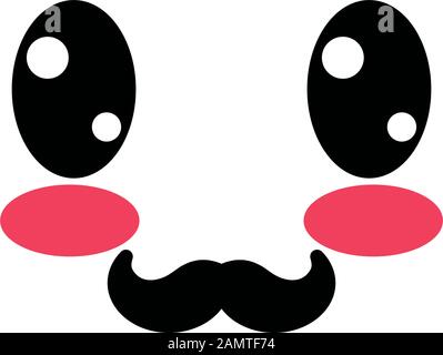 Isolated kawaii happy face cartoon with mustache vector design Stock Vector