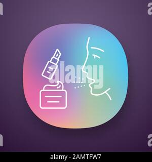 Allergy treatment app icon. Use of antihistamine drugs. Relieving allergy symptoms. Treatment with pills and drops. UI/UX user interface. Web or mobil Stock Vector