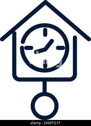 time clock with pendulum linear design on white background vector illustration Stock Vector