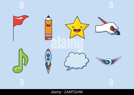 bundle of creativity set icons Stock Vector