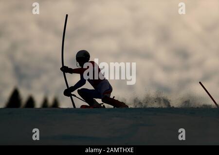 Lausanne, Switzerland. 14th Jan, 2020. General view Alpine Skiing : Men's Slalom at Les Diablerets Alpine Centre during the Lausanne 2020 Winter Youth Olympic Games in Lausanne, Switzerland . Credit: Naoki Morita/AFLO SPORT/Alamy Live News Stock Photo