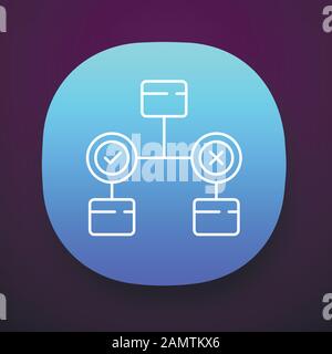 Decision diagram app icon. Block chart. Problem solutions. Operations research. Decision tree. Management. UI/UX user interface. Web or mobile applica Stock Vector