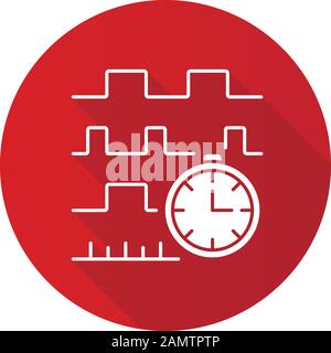 Timing diagram flat design long shadow glyph icon. Signals set in time domain. Process chart. Timing relationships. Digital electronics. Digital commu Stock Vector