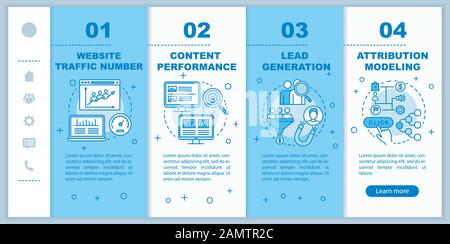 Digital marketing benefits onboarding mobile web pages vector template. Responsive smartphone website interface idea with linear illustrations. Webpag Stock Vector