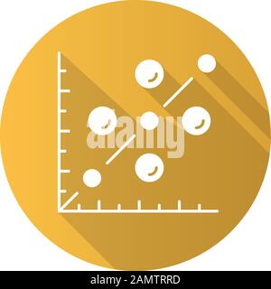 Scatter plot flat design long shadow glyph icon. Scattergram. Mathematical diagram. Representation of information. Chart on coordinate plane. Data vis Stock Vector