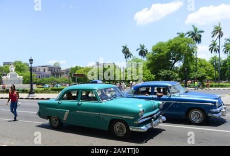 1950's classic vintage American cars in Havana, Cuba.