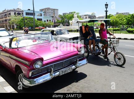 1950's classic vintage American cars in Havana, Cuba. Stock Photo