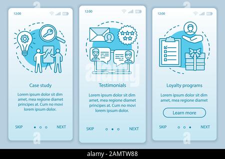 Decision making content turquoise onboarding mobile app page screen vector template. Customer attraction walkthrough website steps with linear illustr Stock Vector