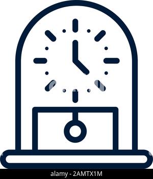 time retro clock with pendulum linear design on white background vector illustration Stock Vector