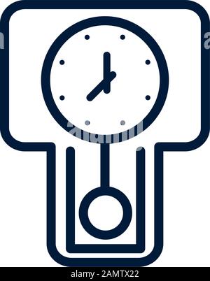 time classic clock pendulum linear design on white background vector illustration Stock Vector