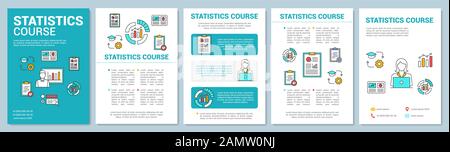 Statistics, metrics tools course brochure template layout. Flyer, booklet, leaflet print design with linear illustrations. Vector page layouts for mag Stock Vector