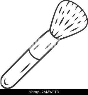 Cosmetic equipment, powder brush linear icon. Blusher thin line illustration. Contour symbol. Professional cosmetologist, makeup artist tool vector is Stock Vector