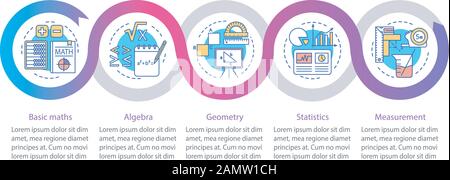 Mathematics studies vector infographic template. Business presentation design elements. Data visualization with 5 steps and options. Process timeline Stock Vector