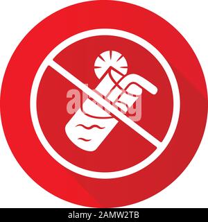 No soft drink flat design long shadow glyph icon. High sugar containing fizzy drink. No juice and soda. Water with sweeteners. Beverage in plastic tak Stock Vector