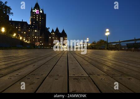 The Chateau Frontenac Hotel rising above Old Quebec City, Canada Stock Photo