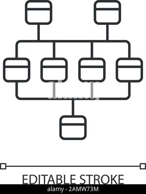 Network diagram linear icon. Cluster diagram. Network graphical chart. Computer interconnected system. Thin line illustration. Contour symbol. Vector Stock Vector
