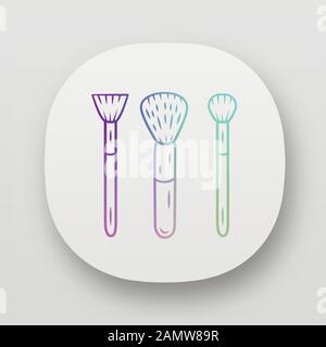 Makeup tools, cosmetic accessories app icons set. UI/UX user interface. Feminine fashion, beautician equipment. Web or mobile applications. Beauty sho Stock Vector