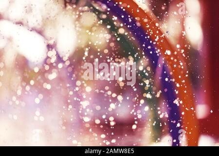Water droplets and bokeh caused by defocus for background Stock Photo