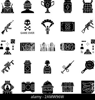 Shooter from first person glyph icon. Virtual video game. Online ...