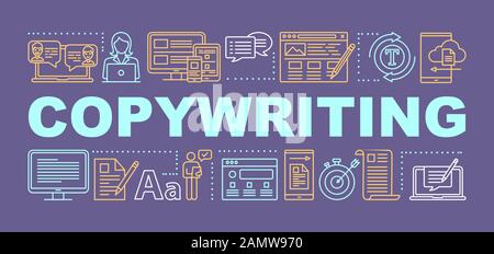 Copywriting word concepts banner. Advertising texts writing. Content creation. Presentation, website. Isolated lettering typography idea with linear i Stock Vector