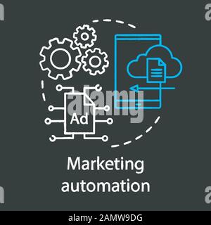 Marketing automation chalk concept icon. Digital marketing tactic, software idea. Technological platform. Ads management organization. Vector isolated Stock Vector