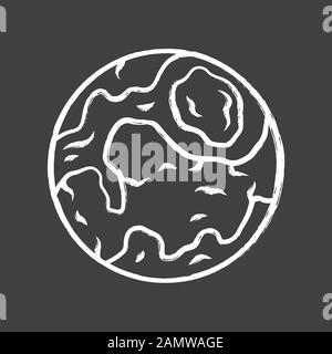Earth chalk icon. Globe, planet model. Astronomical studies. Space trip. Celestial objects observation. Solar System body. Astronomy, astrophysics. Is Stock Vector