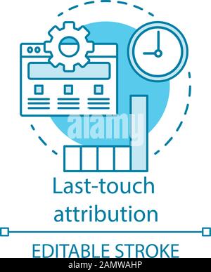 Attribution modeling blue concept icon. Digital marketing benefit idea ...