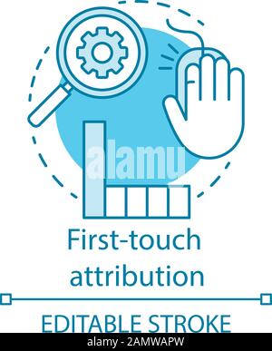 Attribution modeling blue concept icon. Digital marketing benefit idea ...