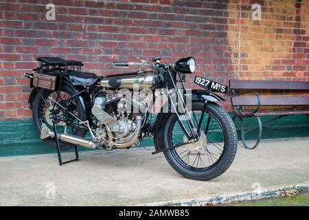 1927 Matchless 990cc M3S motorcycle at Bicester heritage centre January sunday scramble event. Bicester, Oxfordshire, England Stock Photo