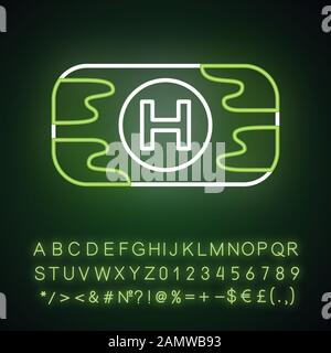 First aid kit neon light icon. Virtual video game container. Medical aid to player. Computer game inventory. Esports player item. Glowing alphabet, nu Stock Vector