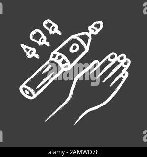 Electric manicure chalk icon. Electric nail file drill and nozzles. Beauty device for salon and home use. Nail care. Beauty instrument. Salon procedur Stock Vector