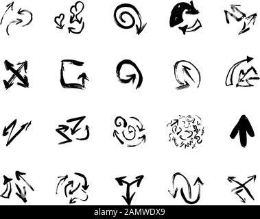 A large set arrows and directional curved lines. Stock Vector