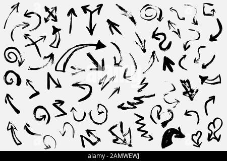 A large set arrows and directional curved lines. Stock Vector